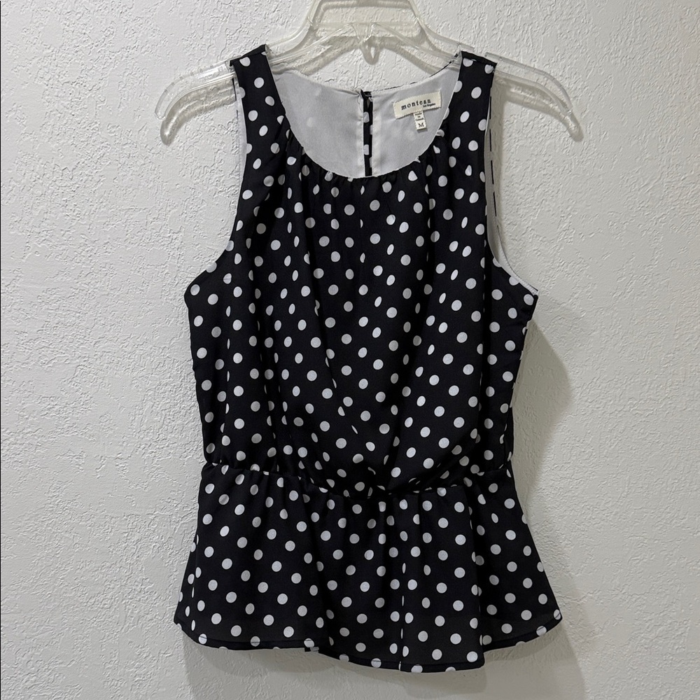 Monteau Black and White Polka Dot Blouse